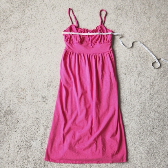 Pink Milkmaid Spaghetti Strap Tank Midi Dress Cotton Cottagecore Size Medium - Picture 5 of 11
